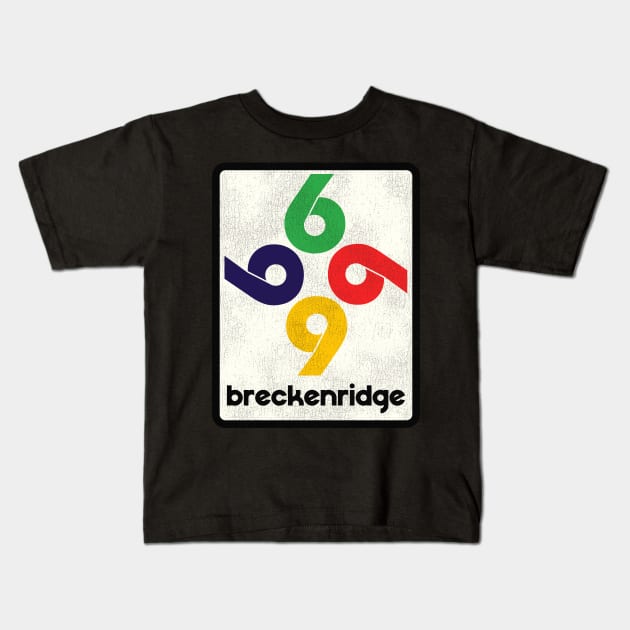 Retro Breckenridge Colorado Tourist Skiing Souvenir Kids T-Shirt by darklordpug
